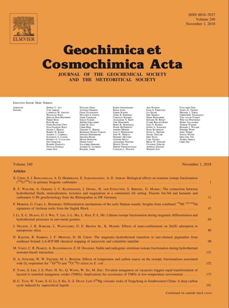 Geochimica et Cosmochimica Acta, 2018-11-01