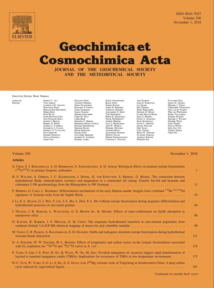 Geochimica et Cosmochimica Acta, 2018-11-01