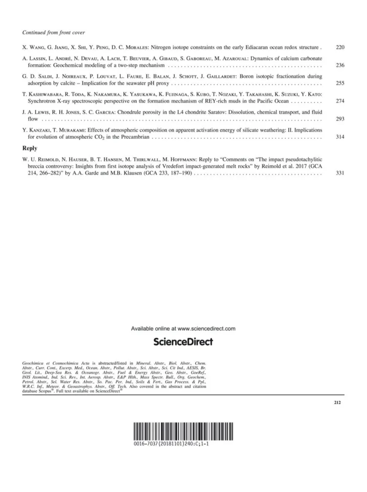 Geochimica et Cosmochimica Acta, 2018-11-01